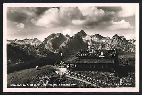 AK Berchtesgaden, Gotzenalm gegen Hundstad und Steinernes Meer