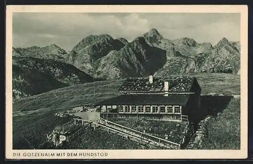 AK Strub, Berggasthof Gotzenalm mit dem Hundstod