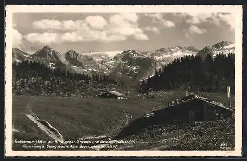 AK Unterkunftshaus auf der Gotzenalm mit Blick gegen Kleines Teufelshorn und Übergossene Alpe