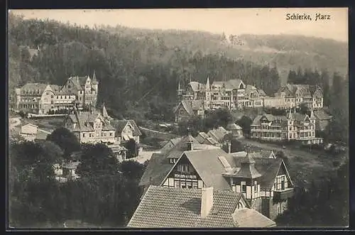 AK Schierke /Harz, Ortspartie mit Pension Assmann