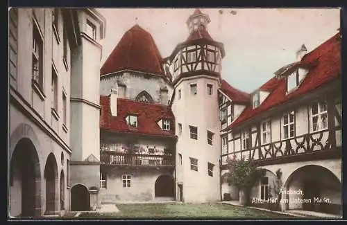 AK Ansbach / Ufr., Alter Hof am Unteren Markt