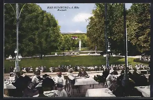 AK Bad Homburg v. d. Höhe, Kurpark mit Cafe