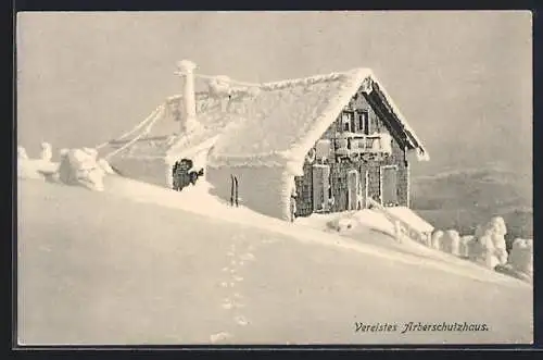 AK Arberschuthaus, vereiste Berghütte