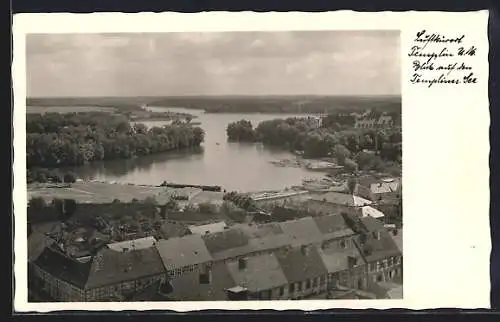 AK Templin / Mark, Blick auf den Templinersee aus der Vogelschau