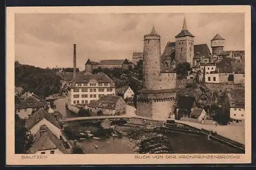 AK Bautzen, Blick von der Kronprinzbrücke