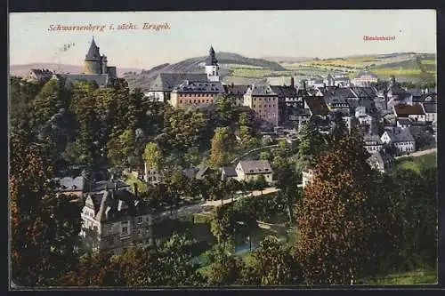 AK Schwarzenberg i. sächs. Erzgeb., Ortsansicht mit Realschule