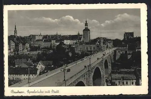 AK Bautzen, Spreebrücke mit Stadt