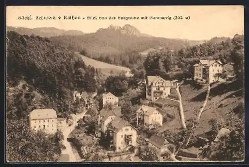 AK Rathen /Sächs. Schweiz, Blick von der Burgruine mit Gammerig