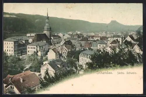 AK Bad Schandau, Blick über die Ortschaft