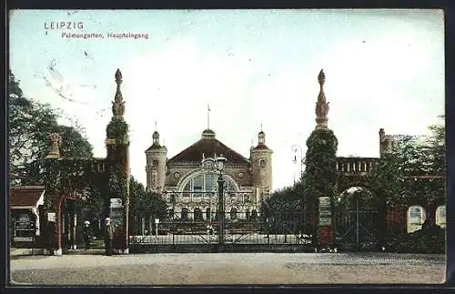 AK Leipzig, Haupteingang zum Gasthaus Palmengarten