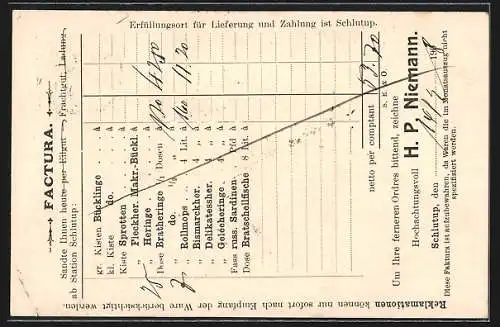 AK Schlutup /Lübeck, Fischräucherei H. P. Niemann, Factura