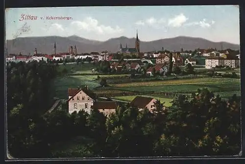 AK Zittau, Ortsansicht vom Eckertsberg