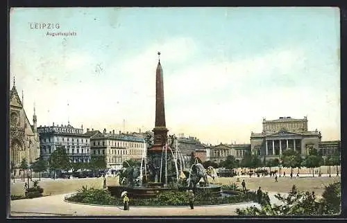 AK Leipzig, Brunnen auf dem Augustusplatz