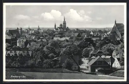 AK Freiberg i. Sa., Ortsansicht von oben