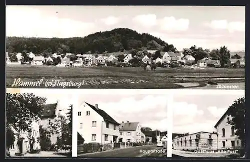 AK Hammel /Augsburg, Gasthaus Alte Post, Hauptstrasse, Ortspanorama