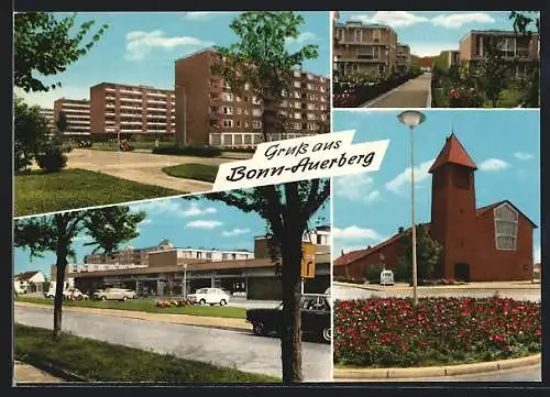 AK Bonn-Auerberg, Mehrfamilienhäuser, Einkaufszentrum, Kirche