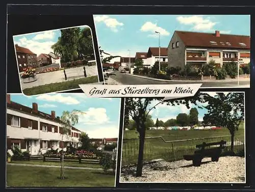 AK Stürzelberg am Rhein, Blick zum Campingplatz, Ortspartien