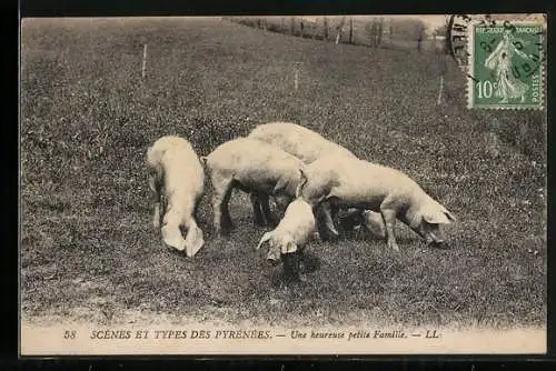 AK Un heureuse petite Famille, Scènes et Types des Pyrénnées