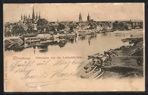 AK Würzburg, Panorama von der Luitpoldbrücke