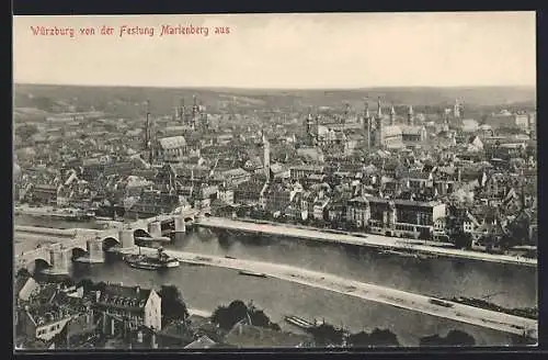 AK Würzburg, Teilansicht von der Festung Marienberg aus