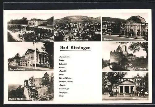 AK Bad Kissingen, Kurgarten, Regentenburg, Ruine Trimburg