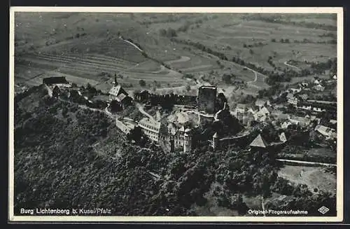 AK Kusel /Pfalz, Burg Lichtenberg, Fliegeraufnahme