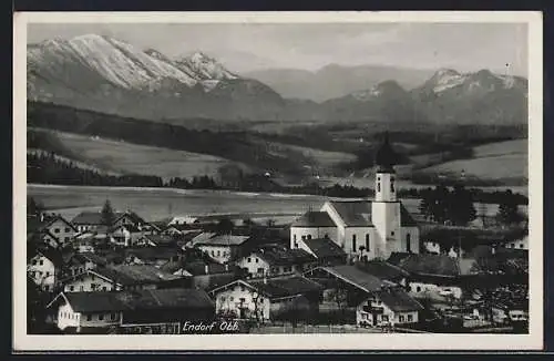 AK Bad Endorf, Ortspanorama mit Kirche