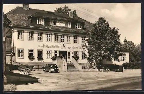 AK Hoheneiche / Saalfeld, Gasthaus zum Roten Hirsch im grünen Wald