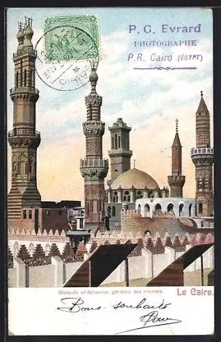 AK Le Caire, Mosquée el-Azhar, Vue generale des minarets