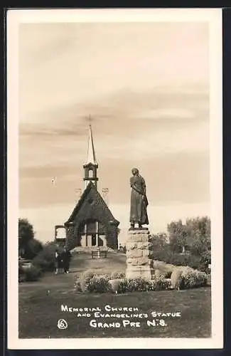 AK Grand Pre /N. S., Memorial Church and Evangeline`s Statue