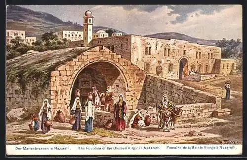 Künstler-AK F.Perlberg: Nazareth, der Marienbrunnen