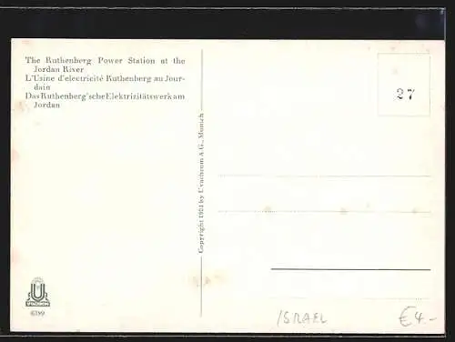 AK Palästina, Ruthenberg`sches Elektrizitätswerk am Jordan