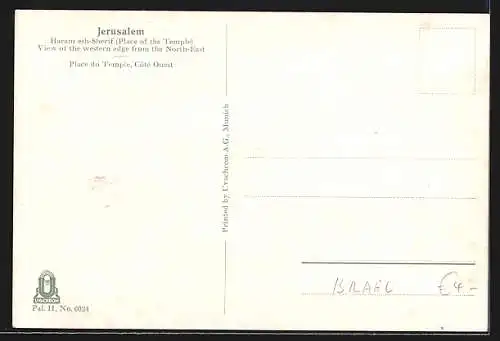 AK Jerusalem, Blick auf den Westrand des Tempelplatzes