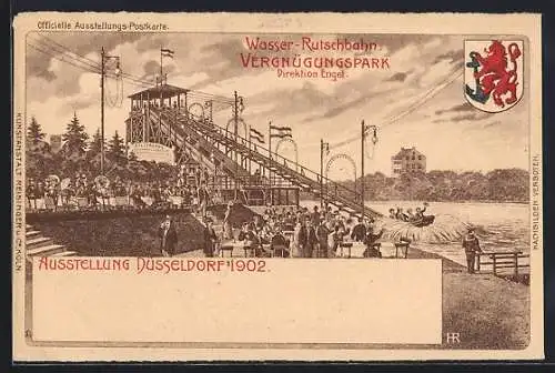 AK Düsseldorf, Ausstellung 1902, Wasser-Rutschbahn Vergnügungspark