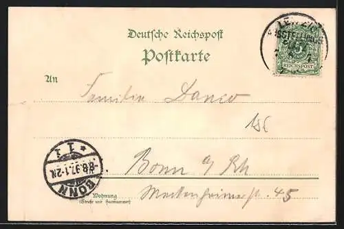 Lithographie Leipzig, Sächs.-Thüringische Industrie- u. Gewerbe-Ausstellung 1897, Wappen, Ballon, Denkmal, Halle