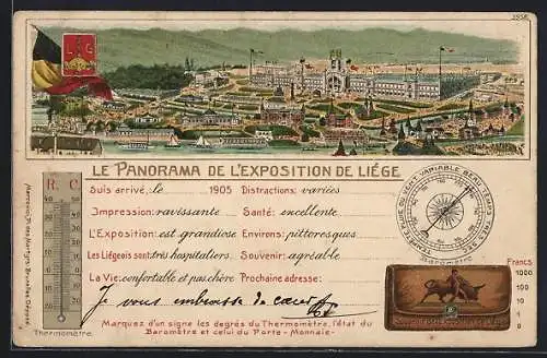 Lithographie Liegé, Le Panorama de L'Exposition 1905, Gesamtansicht