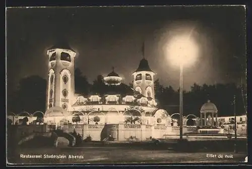 AK Bern, Schweiz. Landes-Ausstellung 1914, Restaurant Studerstein abends