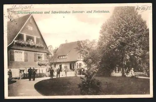 AK Stuttgart, Bauausstellung 1908, Arbeiterwohnhaus und Schwäbisches Sommer- & Ferienhaus