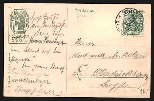 AK Stuttgart, Bauaustellung 1908, Kegelstube einer Garten-Kegelbahn