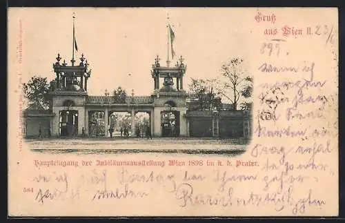 AK Wien, Jubiläumsausstellung 1898, Haupteingang zum k. k. Prater