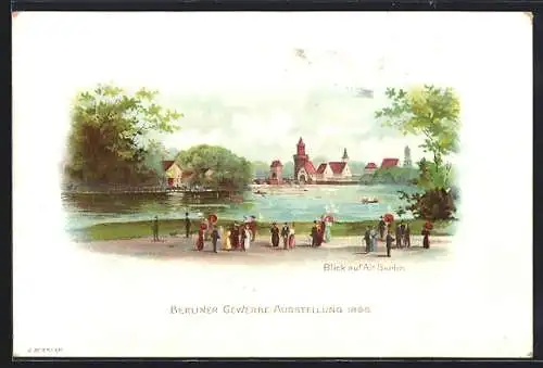 Lithographie Berlin, Gewerbe-Ausstellung 1896, Blick auf die Altstadt