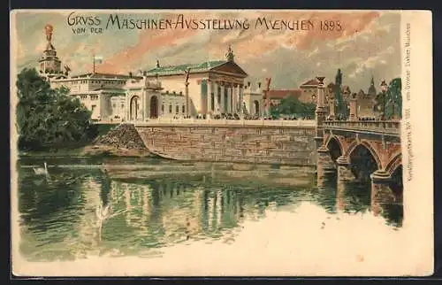 Künstler-AK Fritz Bergen: München, Maschinen-Ausstellung 1898, Eingangsbereich des Ausstellungsgeländes