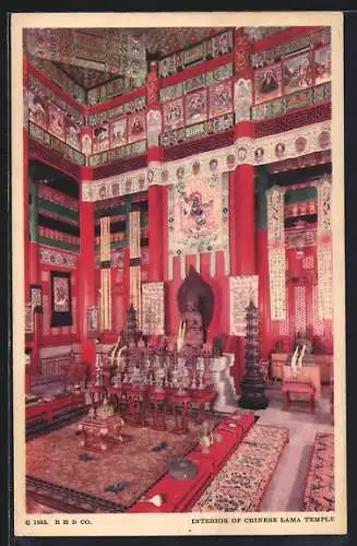 AK Chicago, A Century of Progress 1933, Interior of Chinese Lama Temple