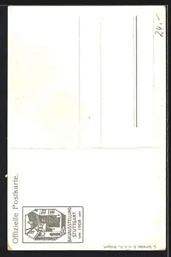 AK Stuttgart, Bauausstellung 1908, Häuserpartie