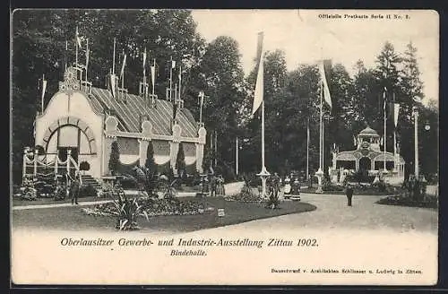 AK Zittau, Oberlausitzer Gewerbe- u. Industrie-Ausstellung 1902, Bindehalle