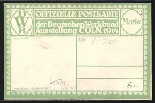 Künstler-AK Köln, Deutsche Werkbund-Ausstellung 1914, Totalansicht