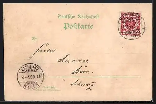 Lithographie Berlin, Gewerbe-Ausstellung 1896, Turm, Ausstellungshalle