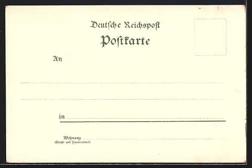 Lithographie Berlin, Gewerbe-Ausstellung in Berlin 1896, Geb.f. Fischerei u. Sport, Geb.f.Nahrungs-u.Genussmittel