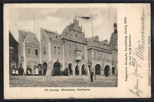 AK Aussig, Allgemeine Deutsche Ausstellung 1903, Marktplatz mit Wiener-Café Bristol