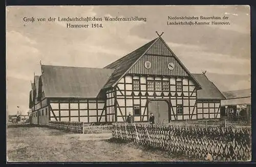 AK Hannover, 27. Wanderausstellung der Deutschen Landwirtschafts-Gesellschaft 1914, Niedersächsisches Bauernhaus